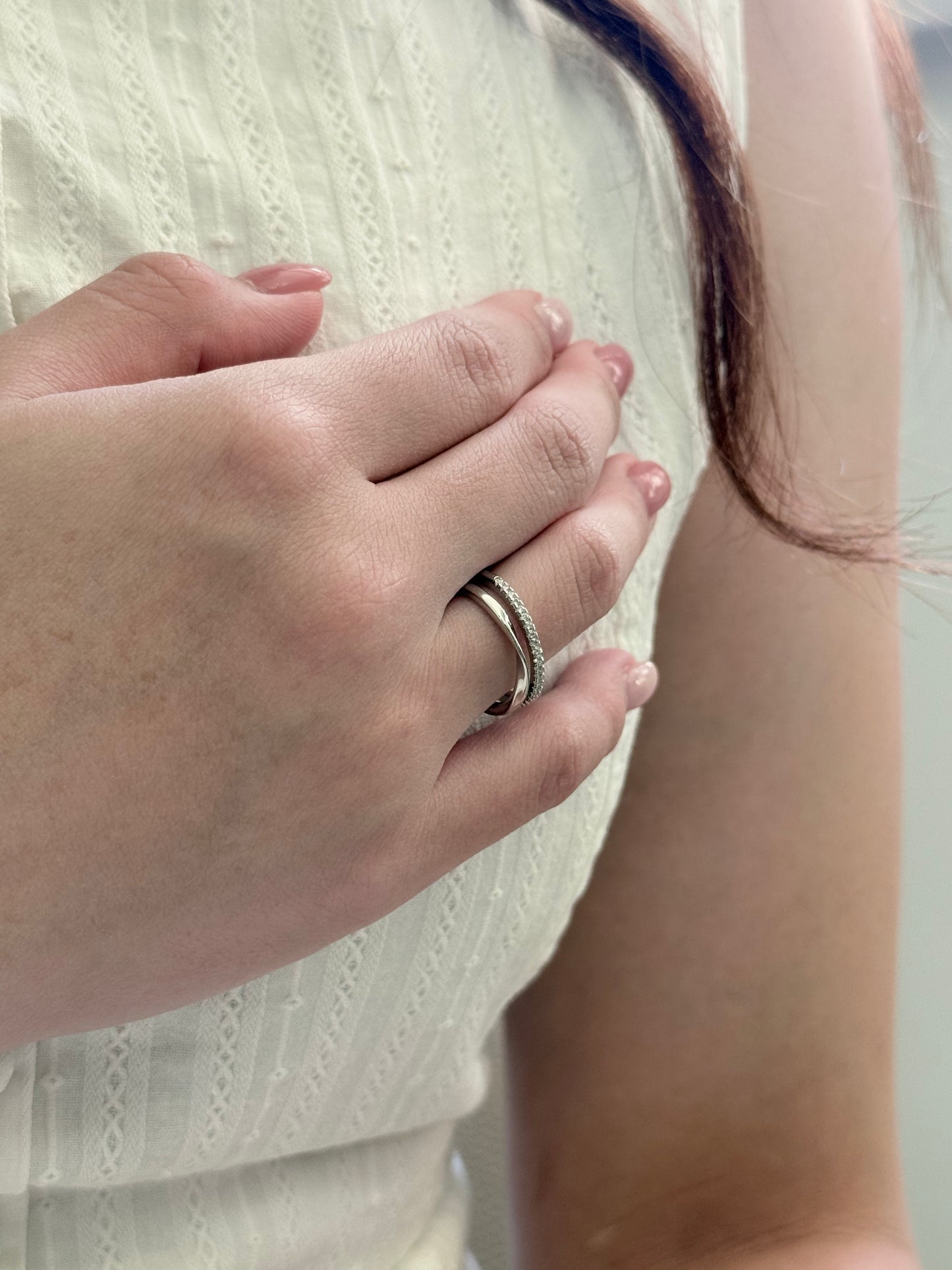 Mobius Pavé Stacking Ring