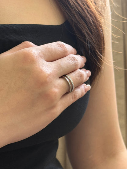 Sparkling Plain Band Layered Ring