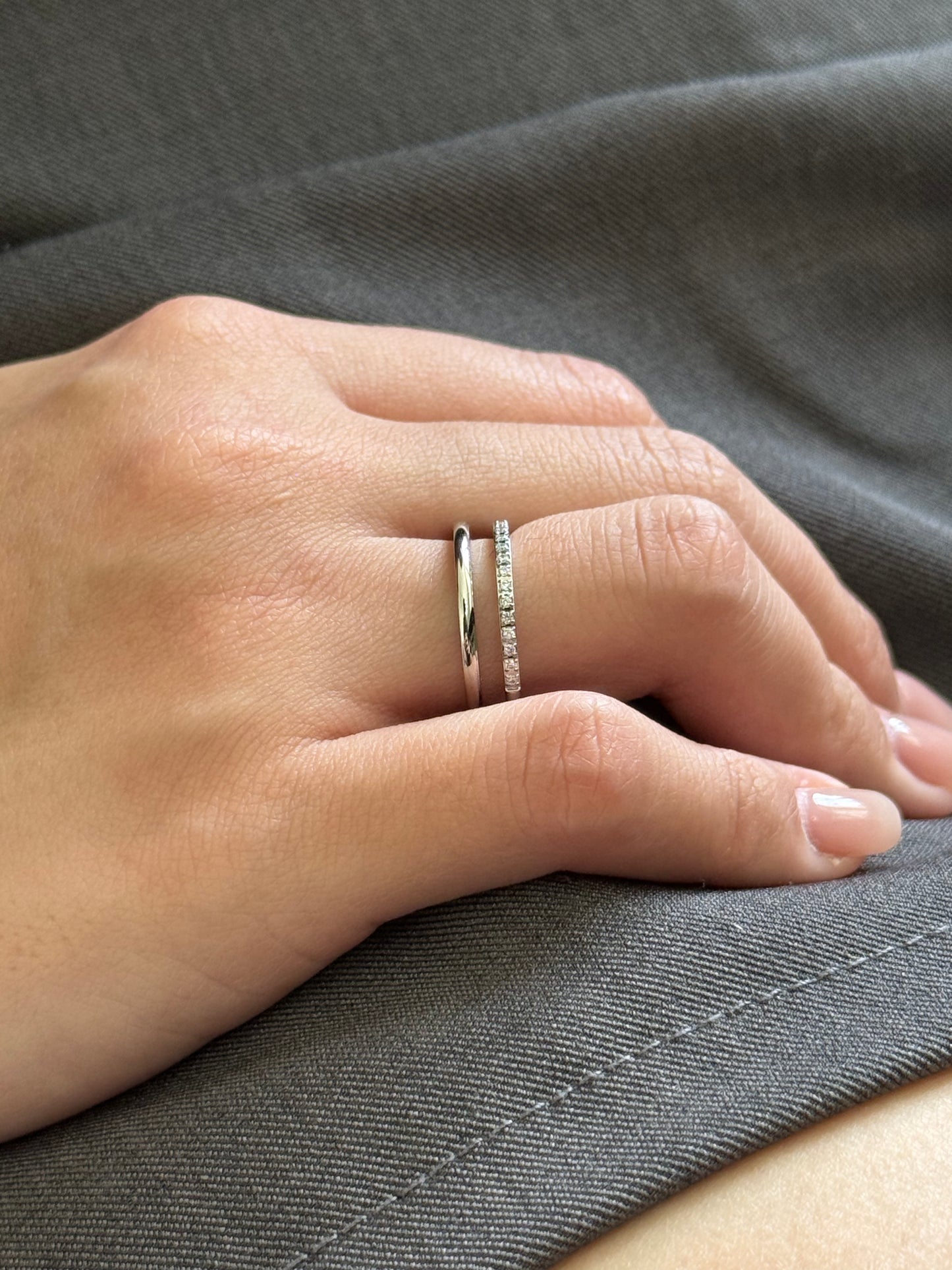 Sparkling Plain Band Layered Ring