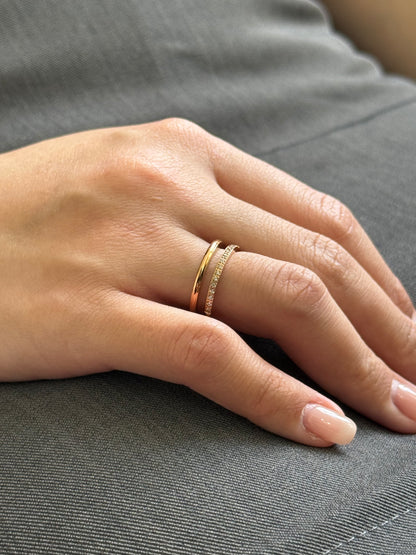 Sparkling Plain Band Layered Ring