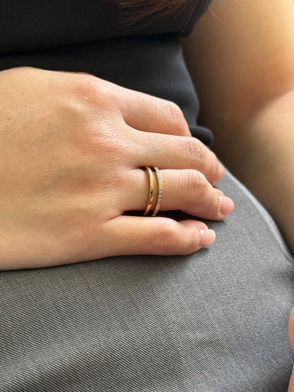 Sparkling Plain Band Layered Ring