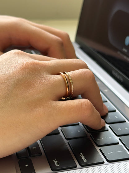 Sparkling Plain Band Layered Ring