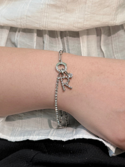 Mixed Paperclip Chain and Tennis Bracelet