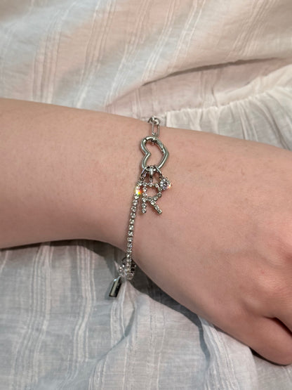 Mixed Paperclip Chain and Tennis Bracelet