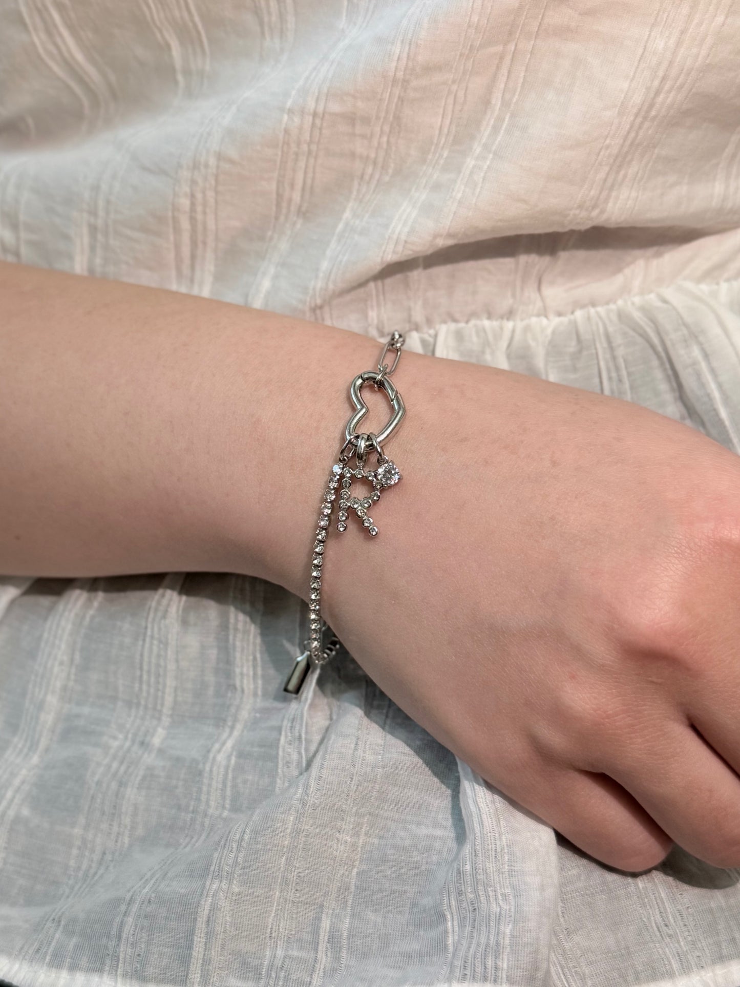 Mixed Paperclip Chain and Tennis Bracelet