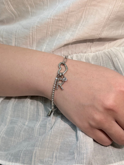 Mixed Paperclip Chain and Tennis Bracelet