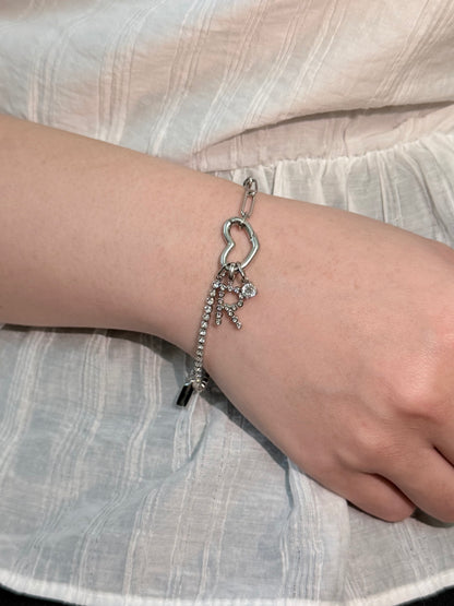 Mixed Paperclip Chain and Tennis Bracelet
