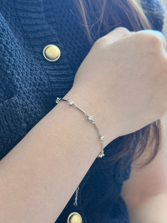 Bamboo Link Rhinestone Bracelet