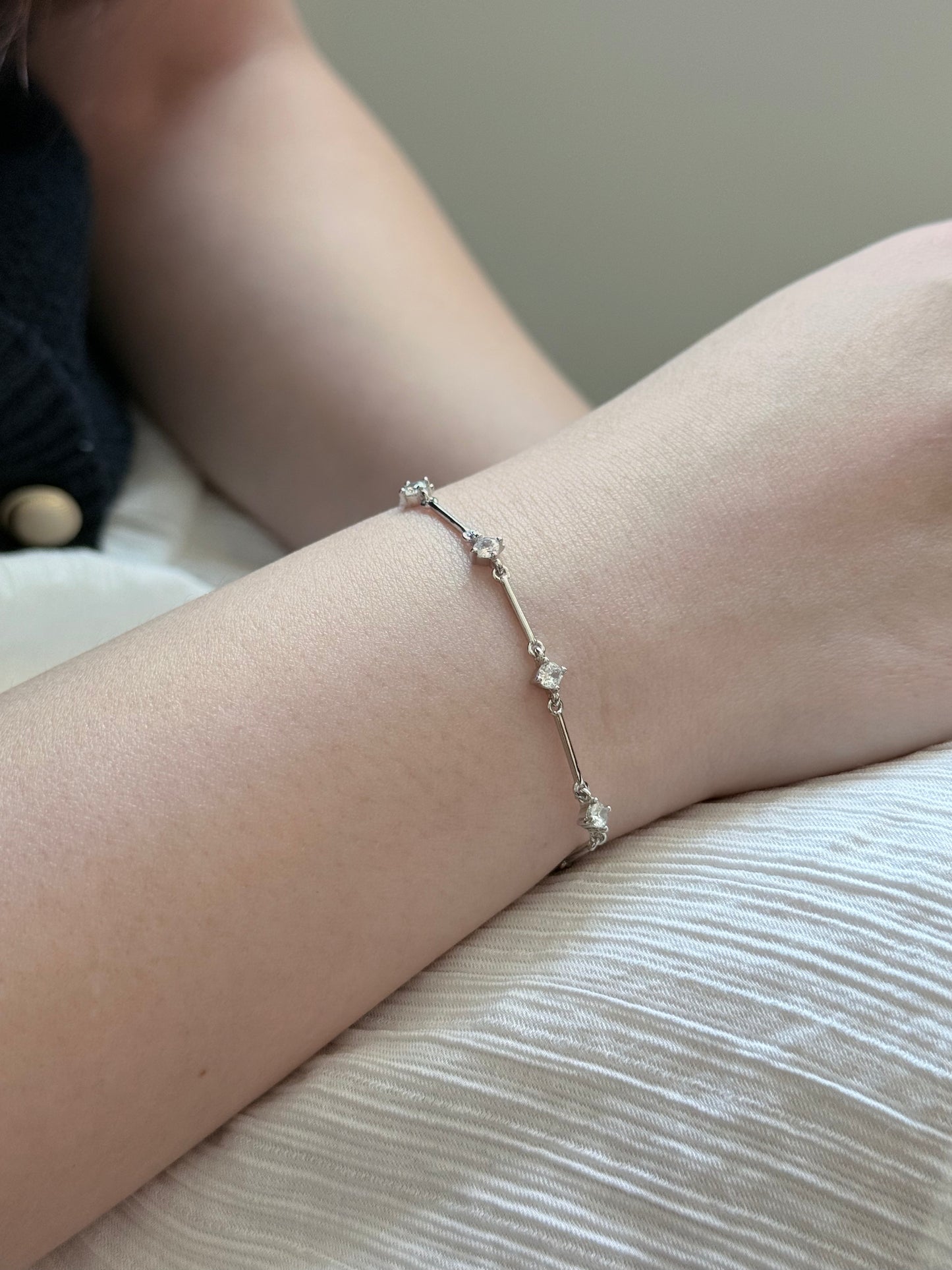 Bamboo Link Rhinestone Bracelet