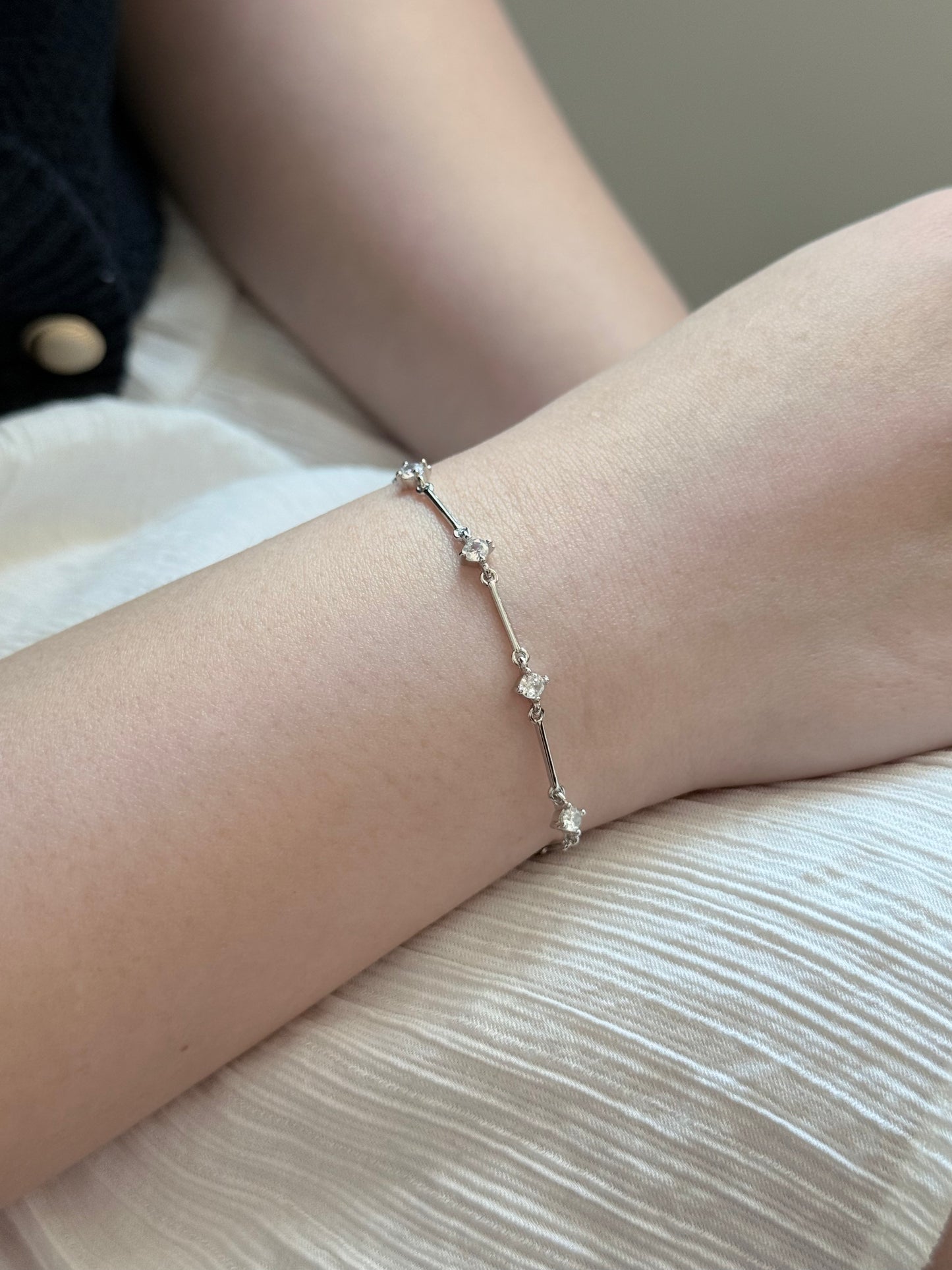 Bamboo Link Rhinestone Bracelet