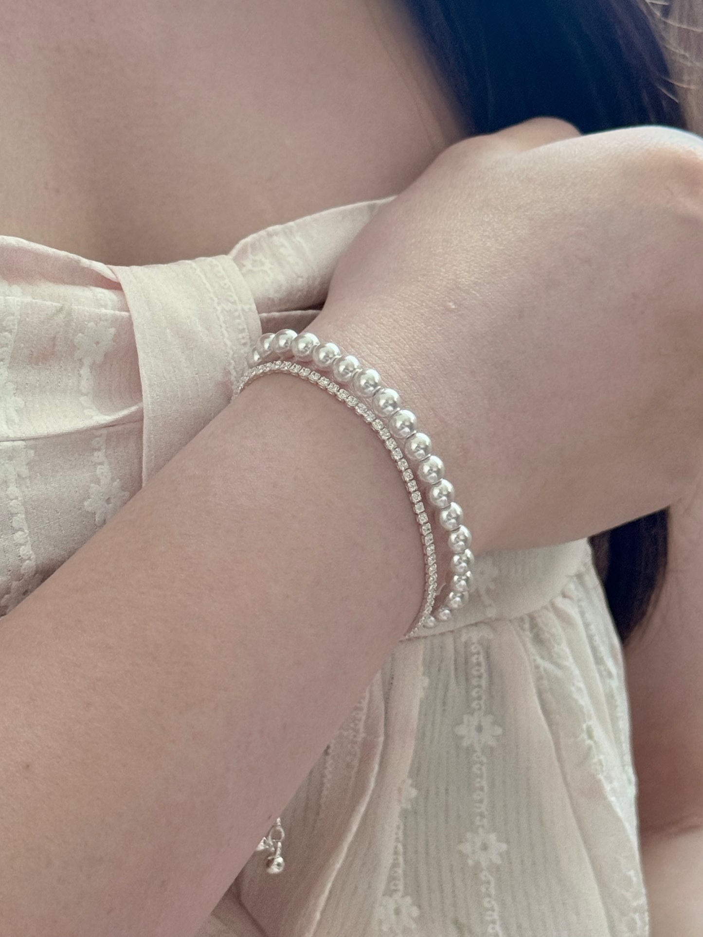 Crystal Pearl and Rhinestone Bracelet