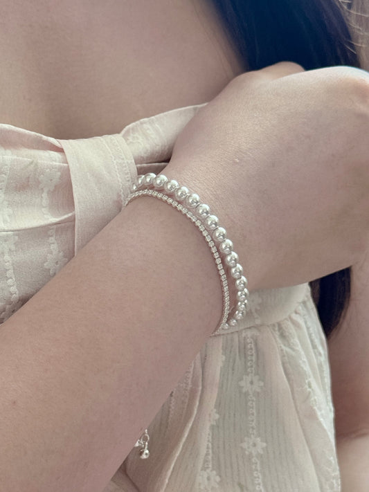 Crystal Pearl and Rhinestone Bracelet